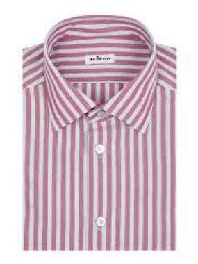 Kiton Long Sleeve Men’s Cotton Shirt in Blue & Red Stripe. Size 16/41.